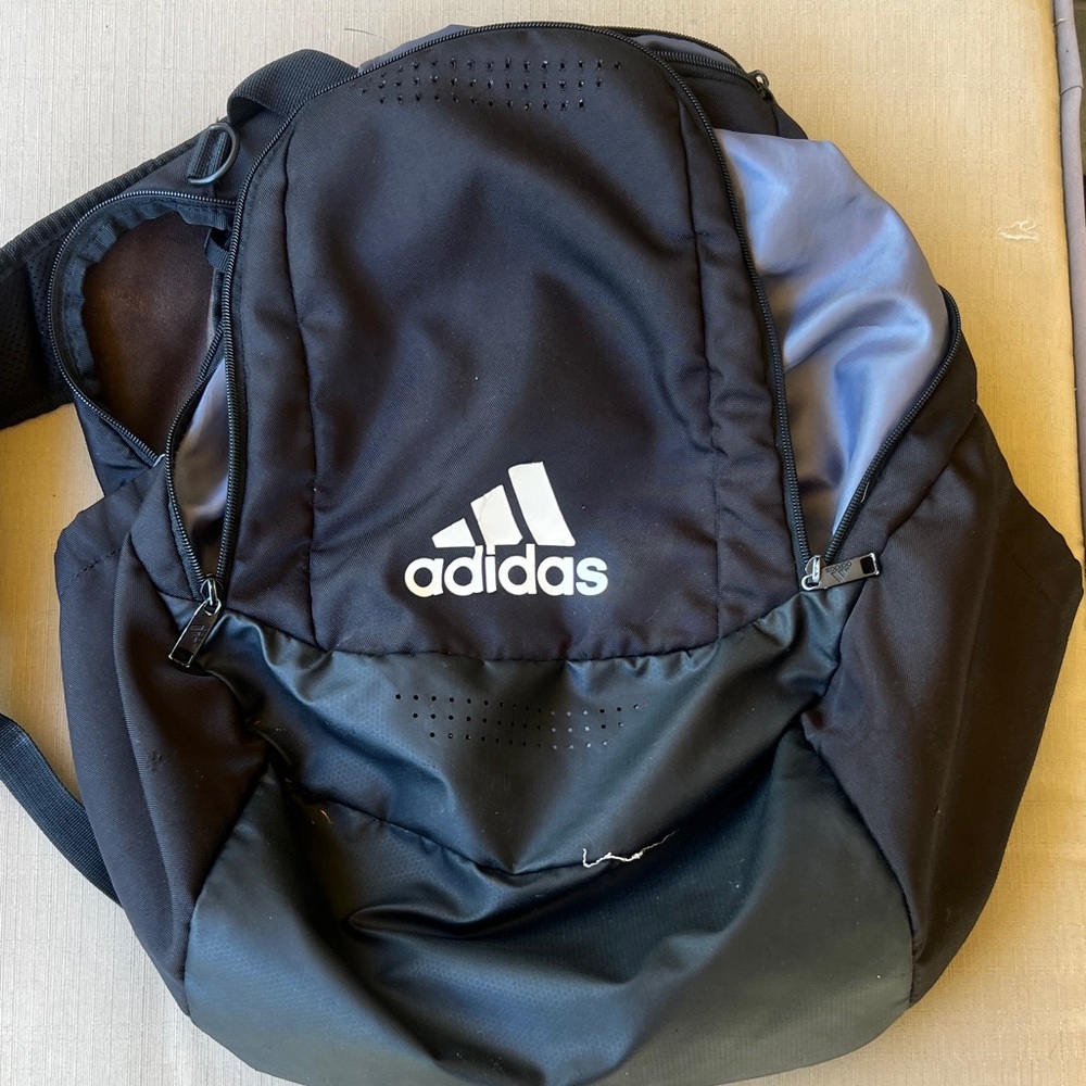 adidas Black Backpack with White Logo and Grey Accent